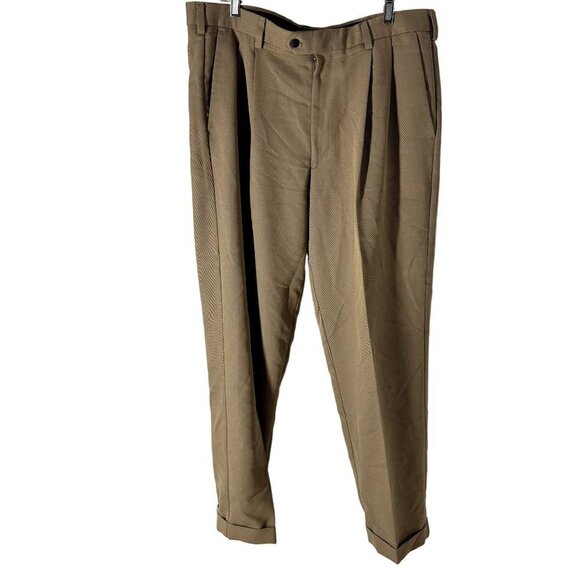 Roundtree & Yorke Fine Pima Cotton Tan Trousers Dress Pants 38X32 - Picture 3 of 8